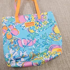 Lilly Pulitzer Estee Lauder Multicolor Floral Strap Canvas Tote Beach Bag